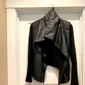 Blanc NYC faux leather jacket with cotton sleeves